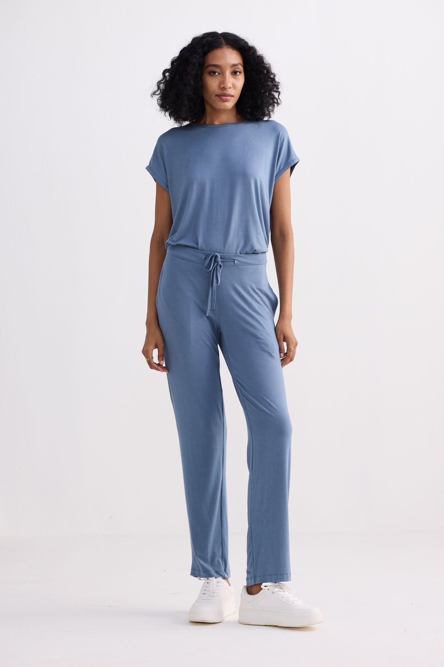 Wide Leg Pant in Blue Front