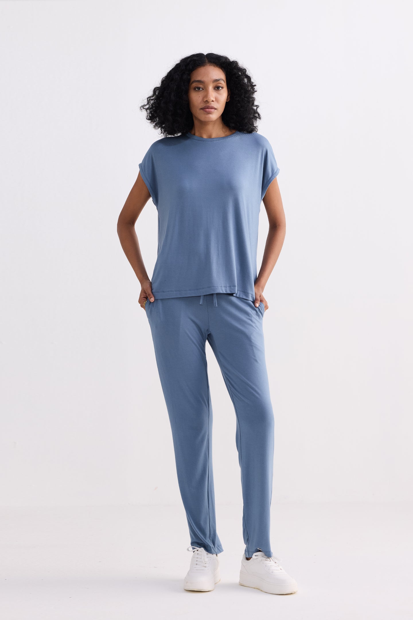 Relaxed Tee Set in Blue Front