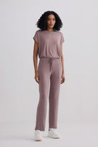 Dusty rose wide-leg pants front view