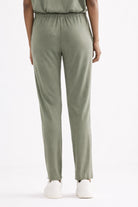 Light olive wide leg pants for women back view