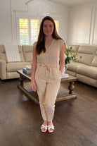 Evening Chai Jumpsuit in Sand Beige 8