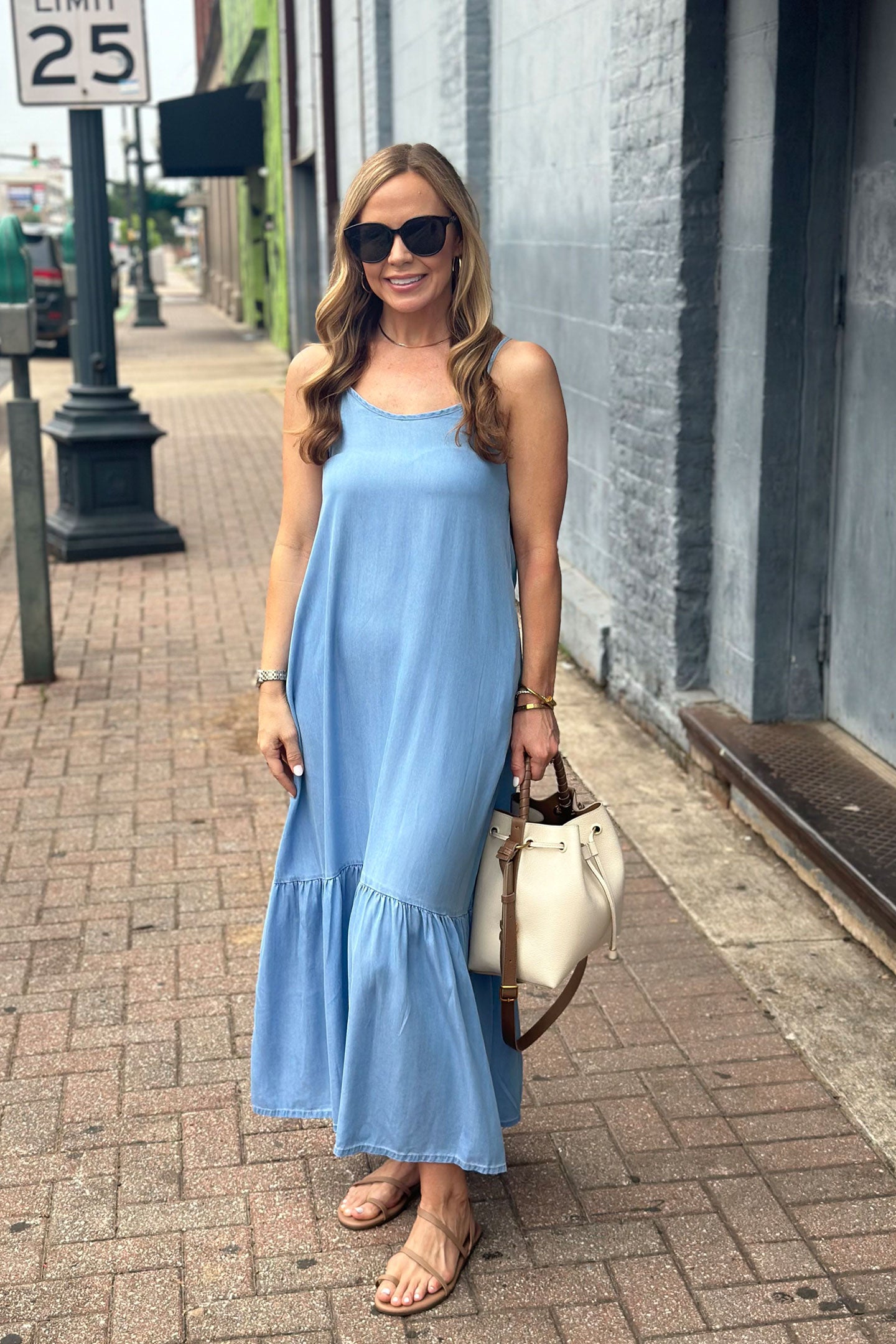 Flowy Maxi Dress in Blue Denim Ocean Blue / 2XL Flowy Maxi Dress in Blue Denim Ocean Blue / 2XL