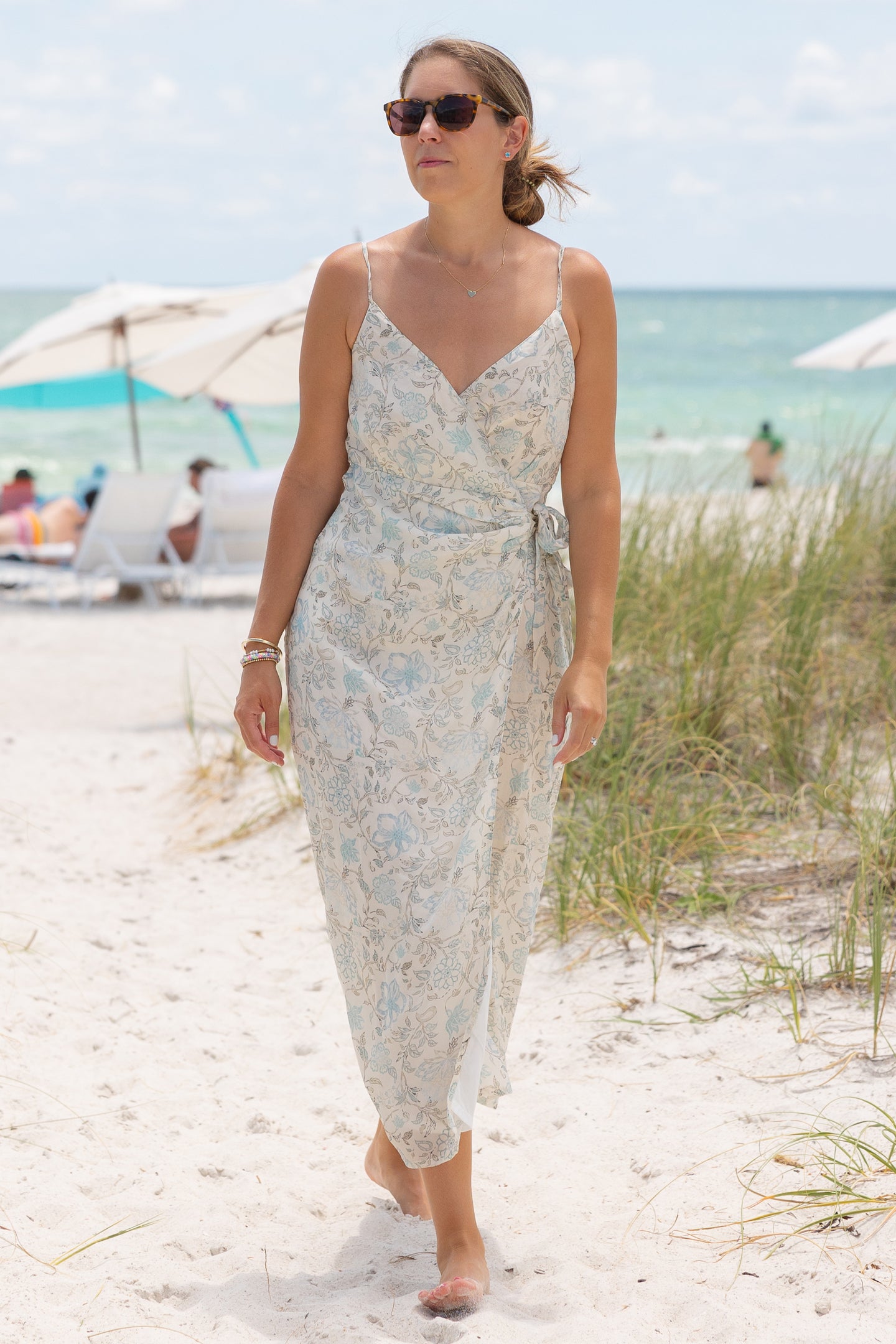 Strappy Wrap Dress in Blue Florals – Reistor Strappy Wrap Dress in Blue Florals – Reistor