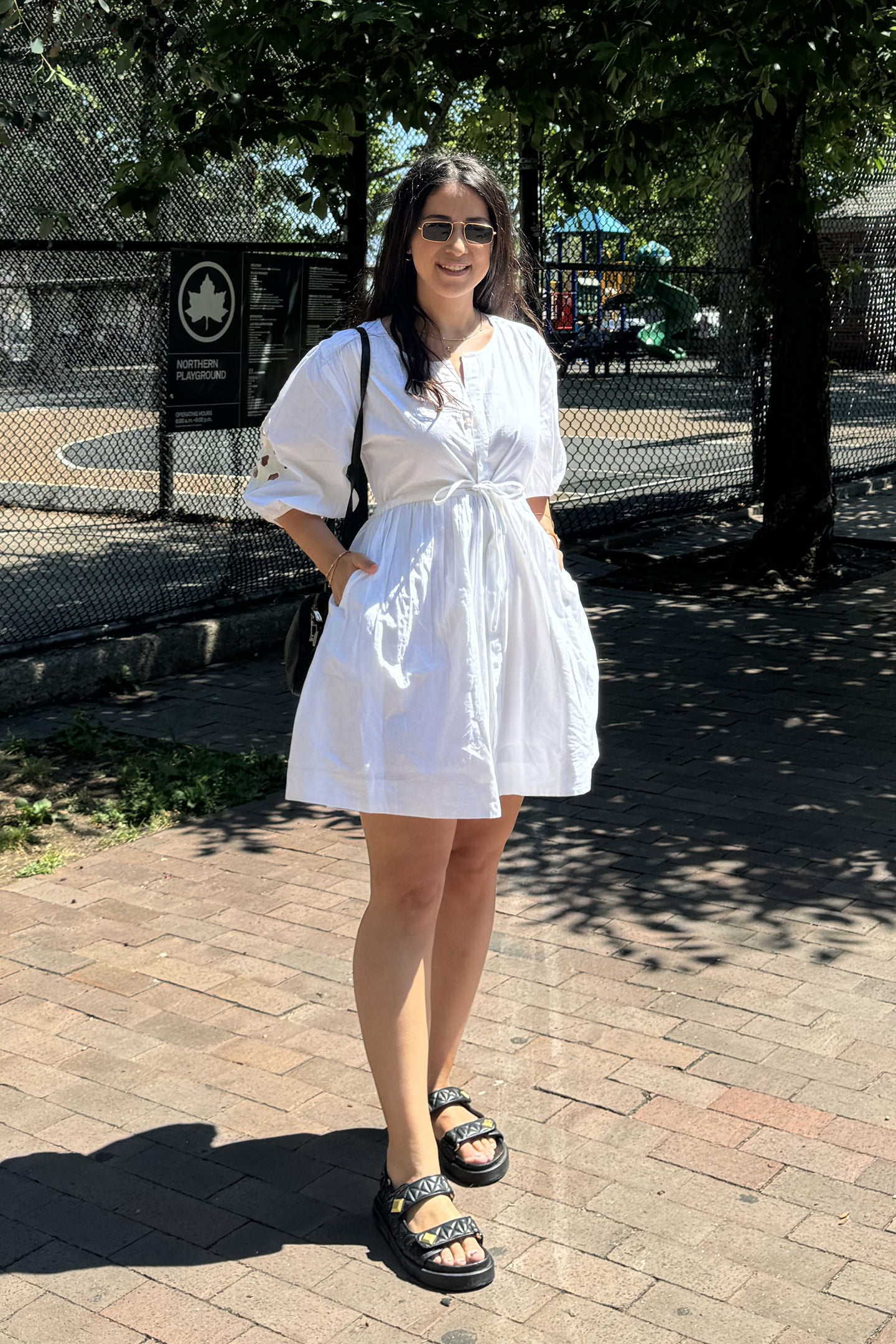 Shirt Dress with Balloon Sleeves in White