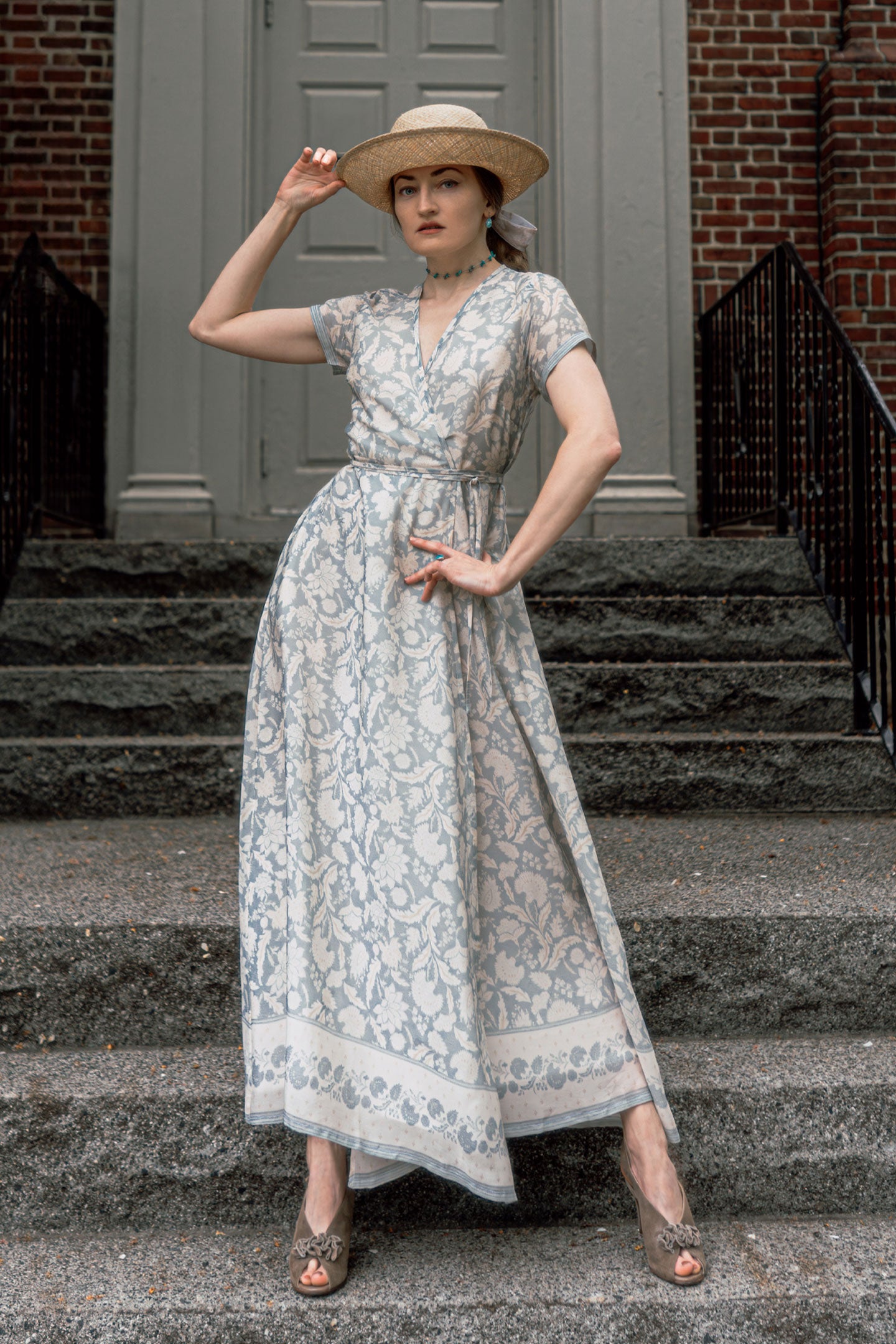 Blue floral Wrap Dress for Women | Stylish & Sustainable Reistor Blue floral Wrap Dress for Women | Stylish & Sustainable Reistor