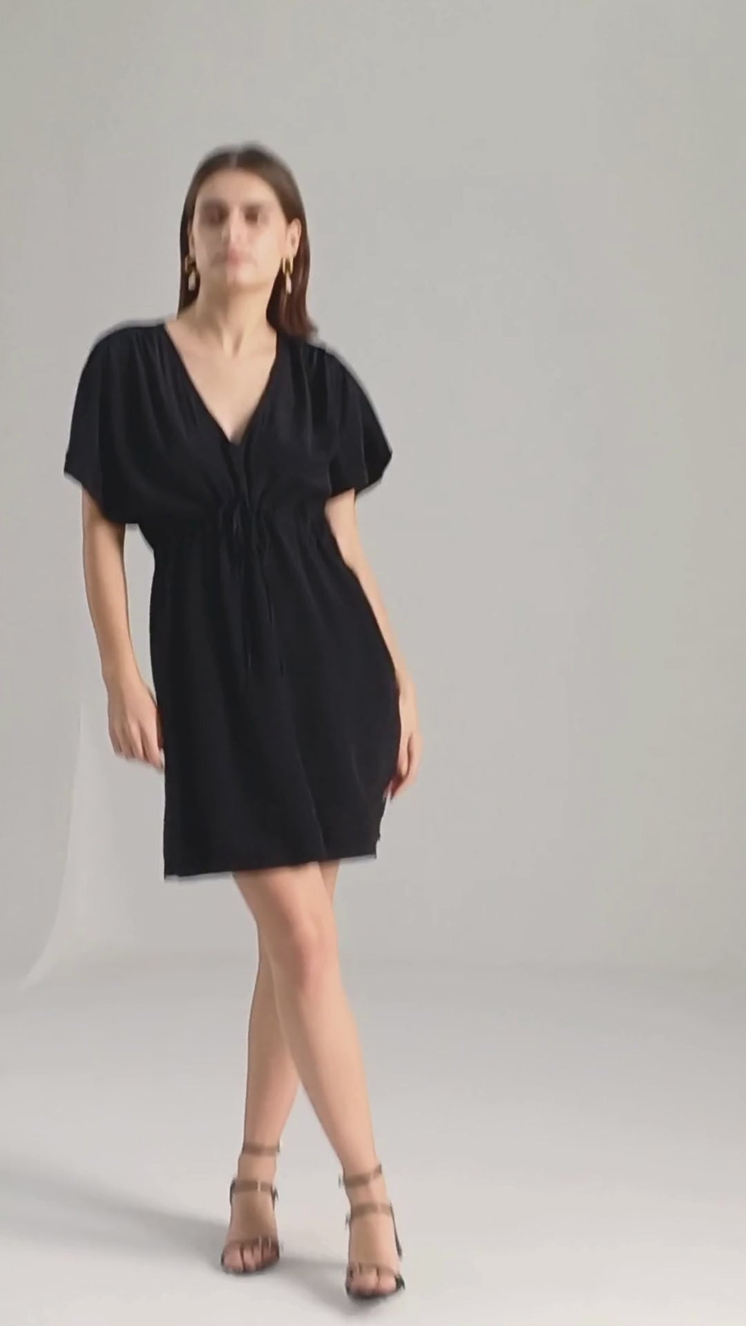 Short Gathered Dress in Black