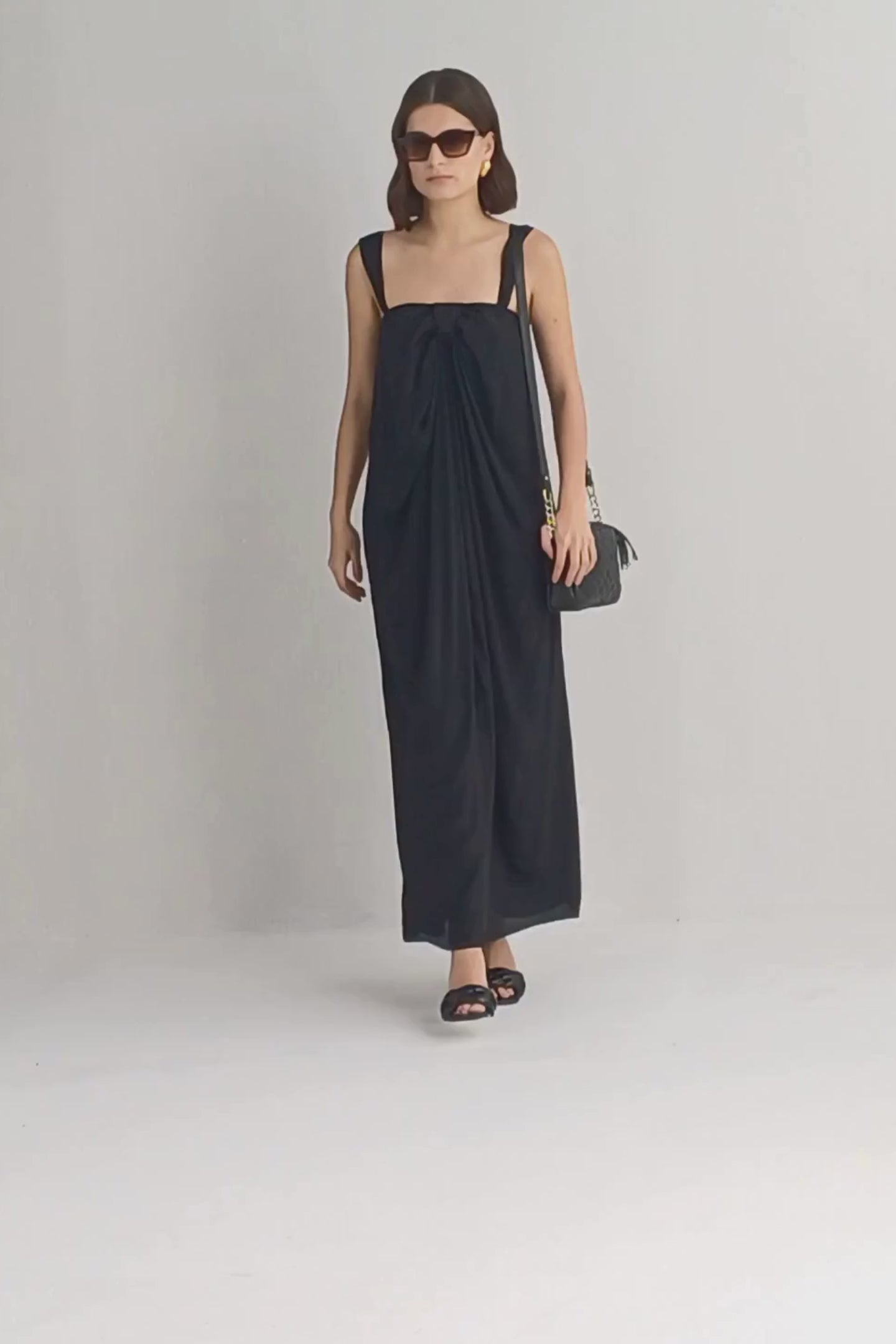 Twilight Twist Strappy Maxi Dress in Black