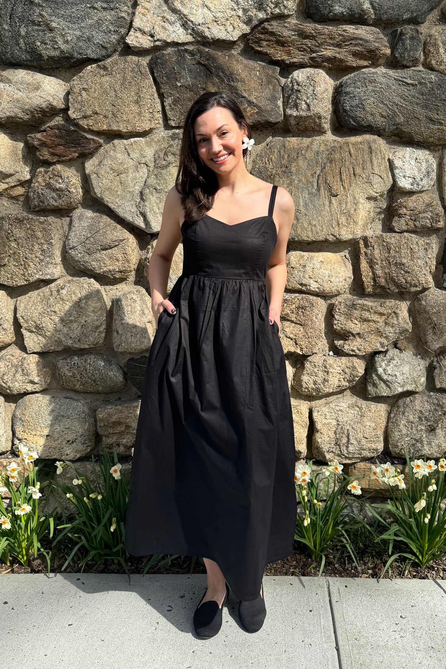 Black Gathered Midi Strappy Dress Reistor Black Gathered Midi Strappy Dress Reistor